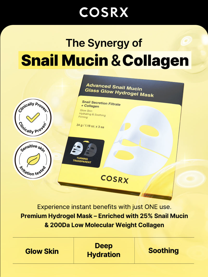 Advanced Snail Mucin Glass Glow Hydrogel Mask